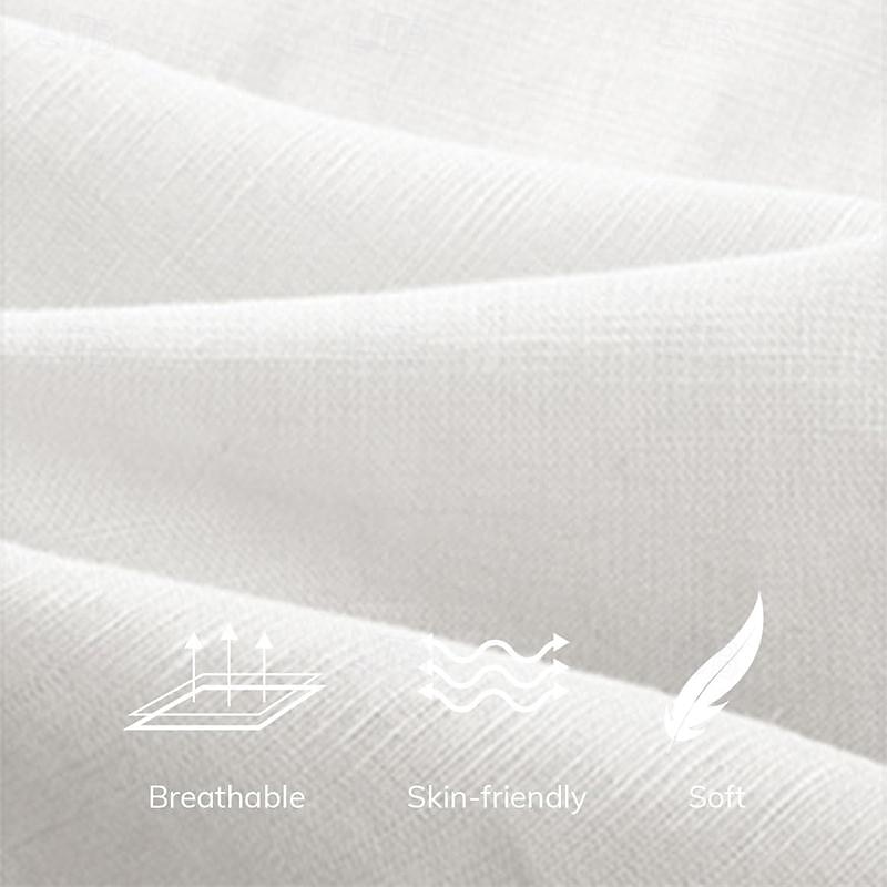 Men's Shirt Linen Shirt Popover Shirt Summer Shirt Beach Shirt Black White Pink Short Sleeve Plain Henley Summer Casual Daily Clothing Apparel3