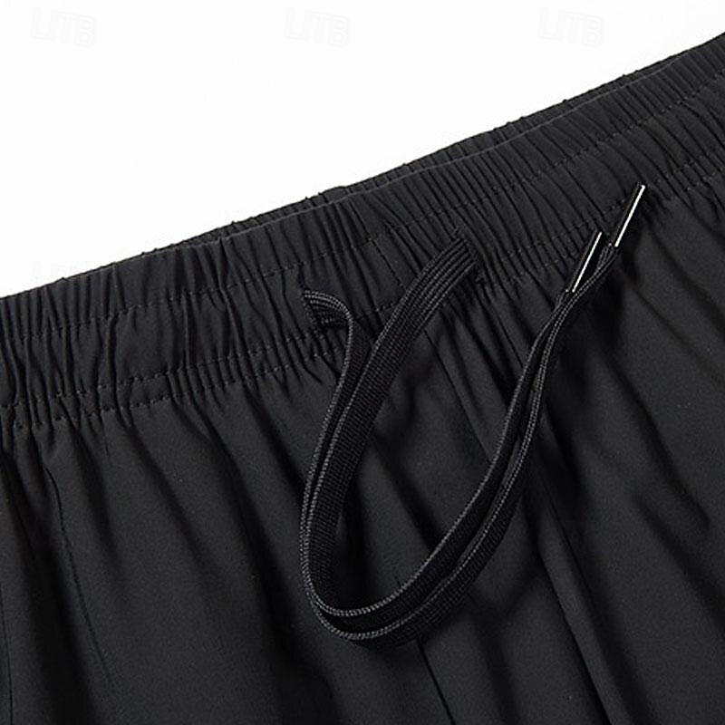 Men's Camping Pants Summer Pants Outdoor Pants Elastic Waist Zipper Pocket Elastic Cuff Plain Quick Dry High Stretch Outdoor Daily Streetwear Sports Fashion Black Blue Micro-elastic4