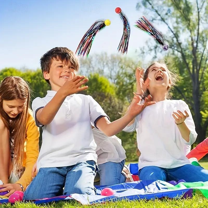 Bulk Set Of 40 Bouncy Super Balls With Colorful Streamers Birthday Party Favors Goodie Bag Fillers Random Colors3