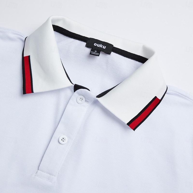 Men's Polo Shirts Golf Shirt Casual Sports Lapel Classic Short Sleeve Fashion Basic Patchwork Buttons Summer Regular Fit White Pink Red Navy Blue Green Polo Shirts4
