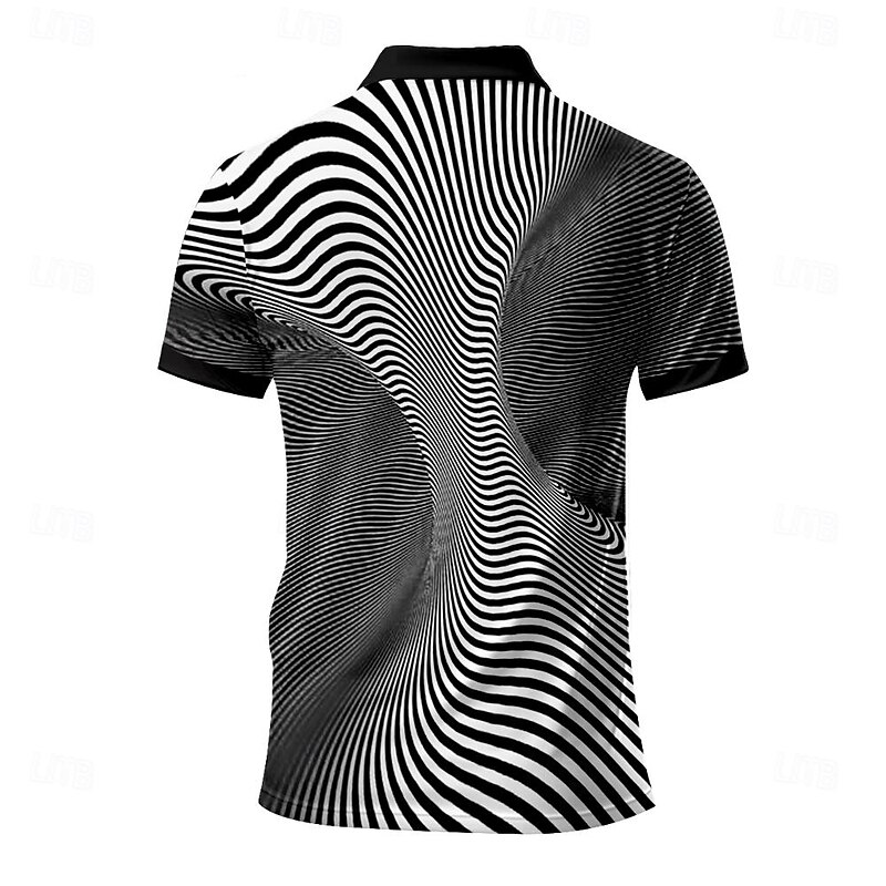 Men's Graphic Zip Polo Shirts Golf Shirt Short Sleeve Polo Shirts Collared Shirts Vacation Wear Rave Wear Party Outfits 3D Print Quarter Zip Polo Summer Spring Black Blue3