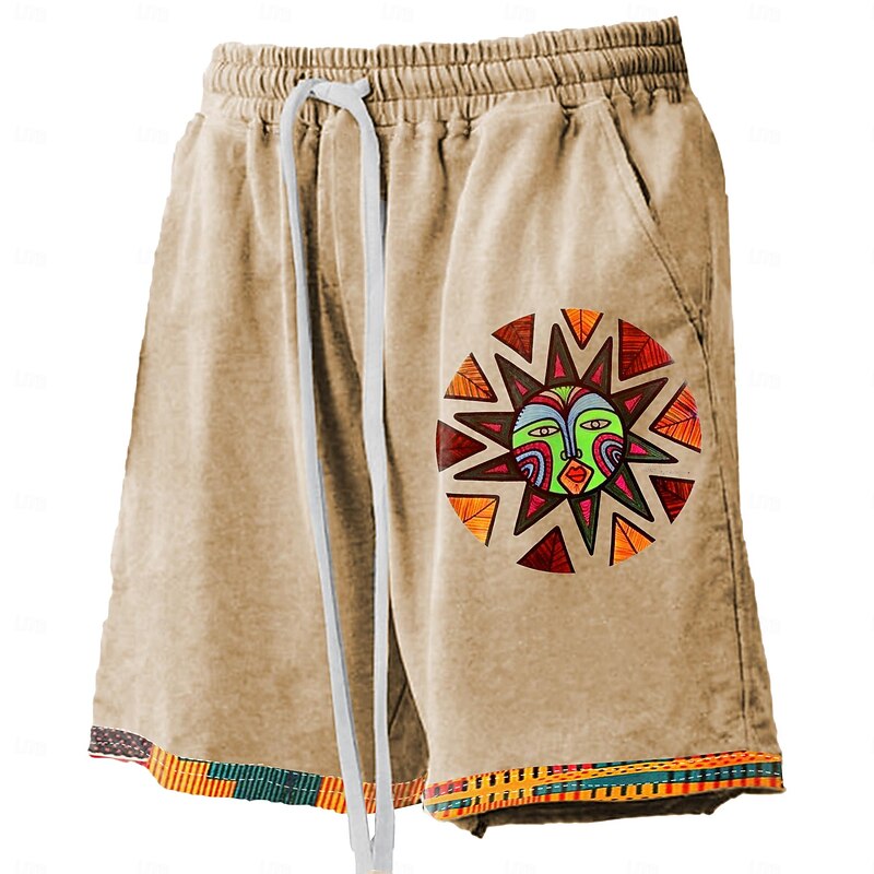 Men's Sun Indian Culture Swim Trunks Swim Shorts Board Shorts Mid Waist Hawaiian Ethnic Style Casual Holiday Beach Drawstring with Mesh lining Elastic Waist Designer Clothing Apparel