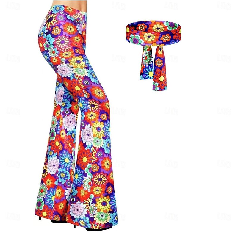 Retro Vintage Hippie 1970s Cosplay Costume Bell Bottom Pants Flared Trousers Disco Fancy Dress Women's Masquerade Party / Evening Pride Parade Pride Month Adults Pants2