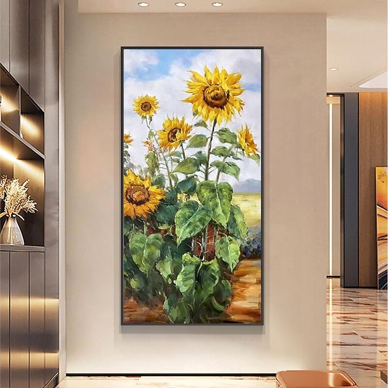 Oil Painting Handmade Hand Painted Wall Art Impression Sunflowers Canvas Painting Home Decoration Decor No Frame Painting Only3