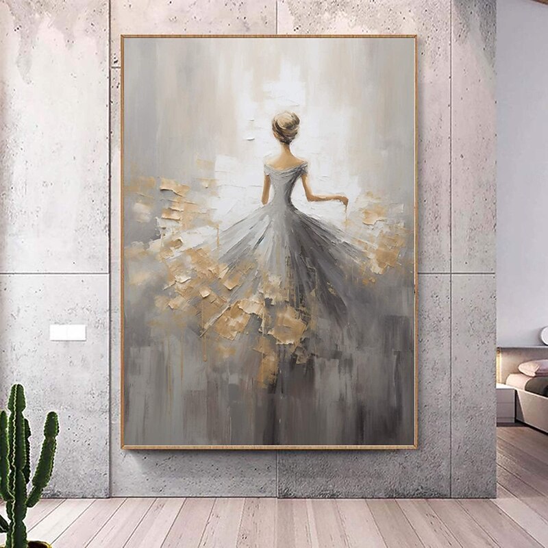 Abstract Textured Ballerina oil painting hand painted Figurative Dancing girl wall art Extra large painting Impressionism firl home Decorative wall art Oil painting3