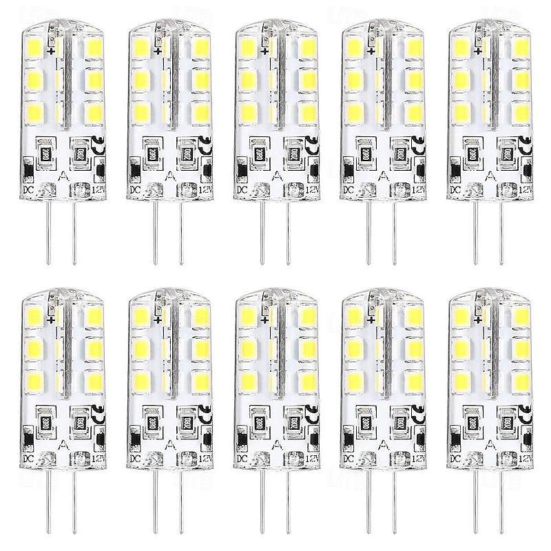 10PCS G4 Bi-pin LED Light Bulb 3W 24LED SMD 2835 Equivalent Halogen Bulb 30W Warm white 3000K Daylight White 6000K 360° Beam Angle Flicker Free DC12V AC220V AC110V2