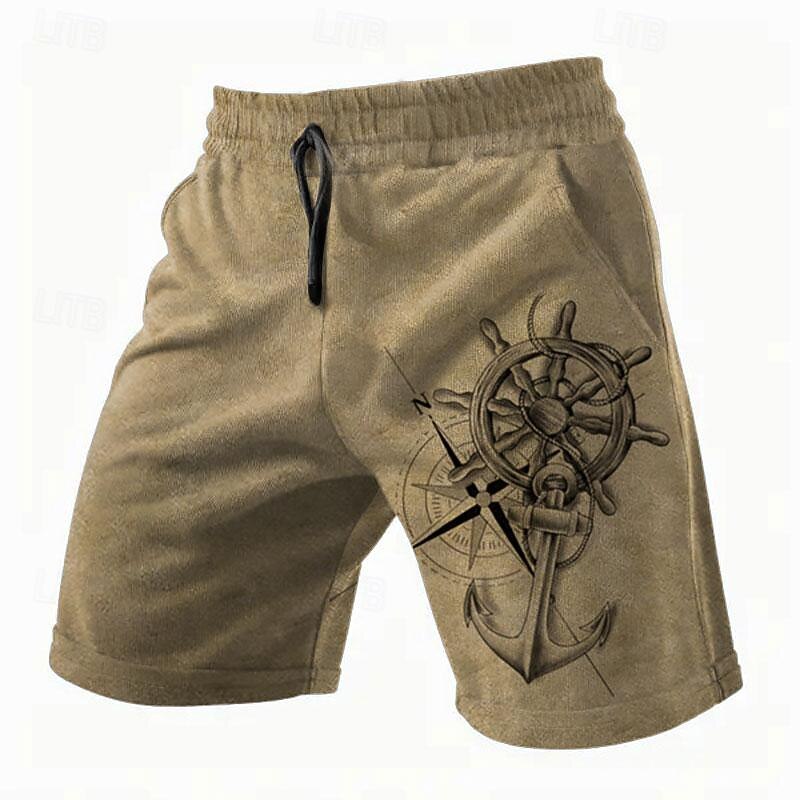 Men's Anchor Shorts Summer Shorts Casual Shorts Mid Waist Fashion Streetwear Hawaiian Casual Daily Holiday Drawstring Pocket Elastic Waist Designer Clothing Apparel
