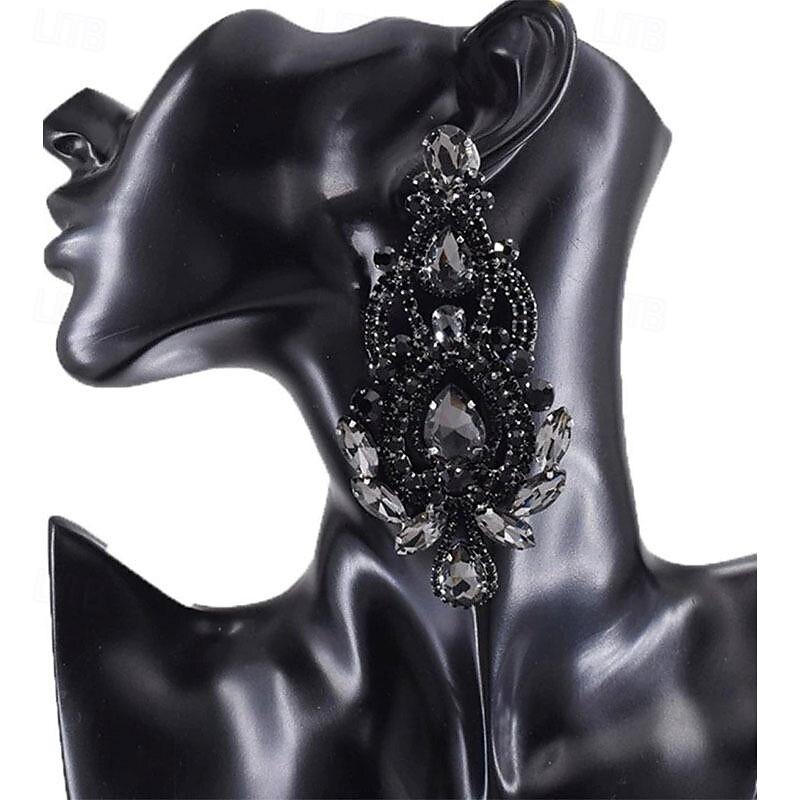 Women's Stud Earrings Drop Earrings Geometrical Drop Precious Statement Imitation Diamond Earrings Jewelry Black / White / Rainbow For Wedding Party Daily 1 Pair4