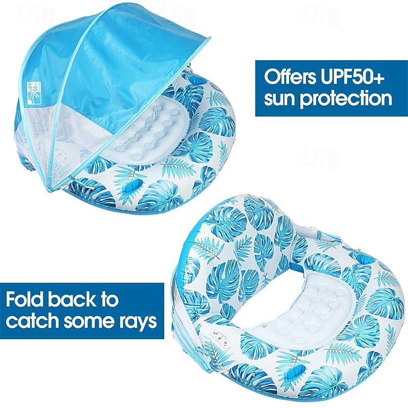 New Upgraded Pool Chair Float with Shade Pool Floats for Adults Heavy DutyInflatable Pool Chair Lounge Float with Cup Holder & Backrest for Pool Lake Beach4