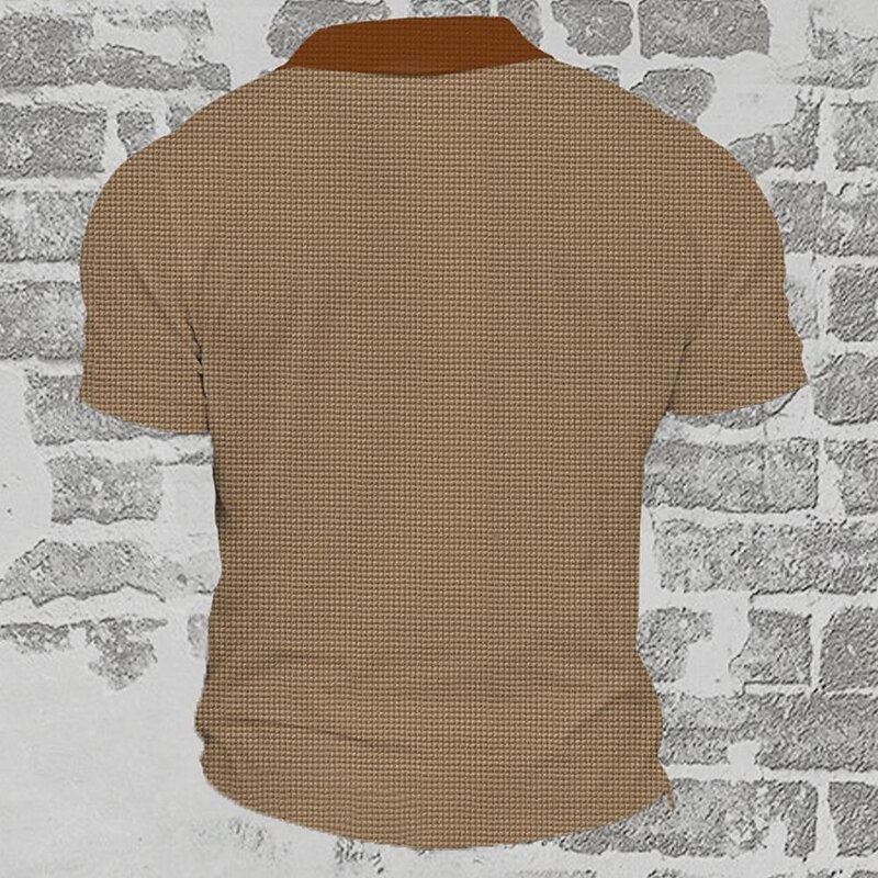 Men's Tribal Waffle Polo Shirts Golf Shirt Short Sleeve Polo Shirts Collared Shirts Vintage Casual Vacation Wear Party Outfits Buttons 3D Print Summer Spring Blue Green Khaki2