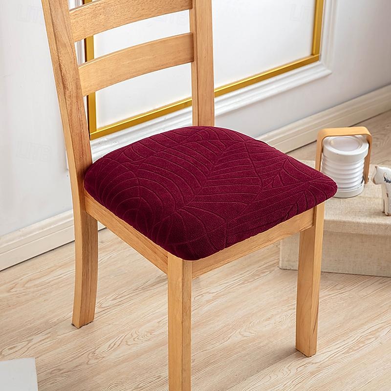 Water Resistant Jacquard Large Leaf Seat Covers for Dining Room Slightly Anti-splashing Small Seat Cushion Cover Anti-slip Elastic Anti-cat Scratching Seat Cover 1PC2