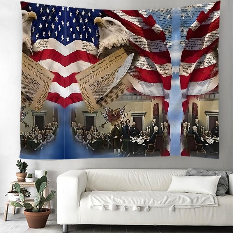 Independence Day Hanging Tapestry 4th July Eagle Liberty Wall Art Large Tapestry Mural Decor Photograph Backdrop Blanket Curtain Home Bedroom Living Room Decoration2