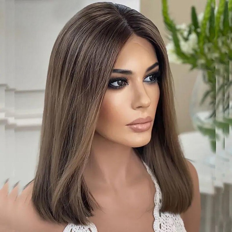 Remy Human Hair 13x4 Lace Front Wig Short Bob Brazilian Hair Straight Auburn Wig 130% 150% Density with Baby Hair 100% Virgin Glueless Pre-Plucked For Women Long Human Hair Lace Wig4