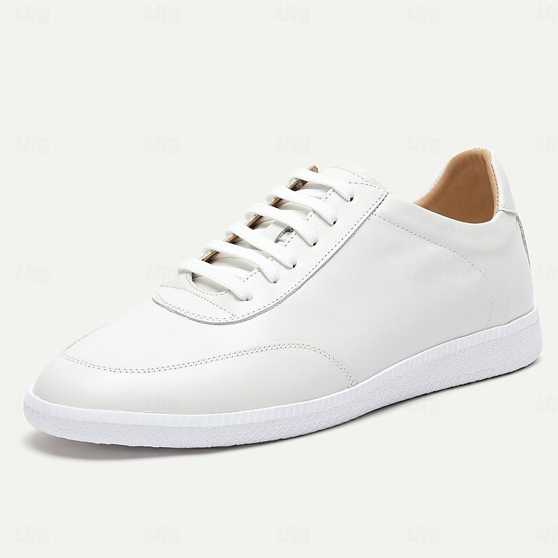 Men's Premium White Cowhide Leather Sneakers - Elegant, Durable Fashion Footwear3