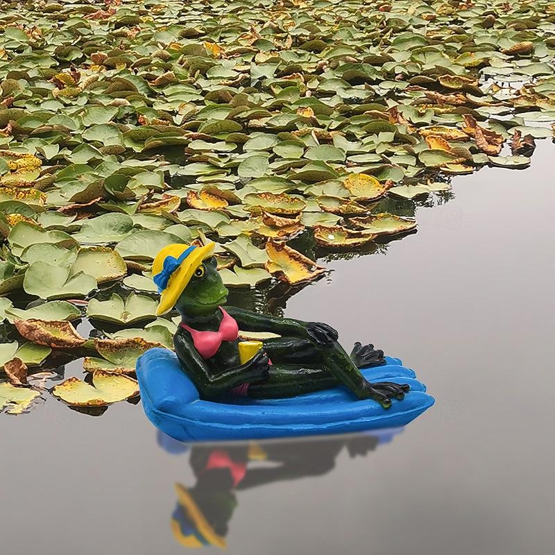 Water Floating Frog Ornament Figurine Statue Craft for Home Garden Pond Decoration Photo Prop Gift3