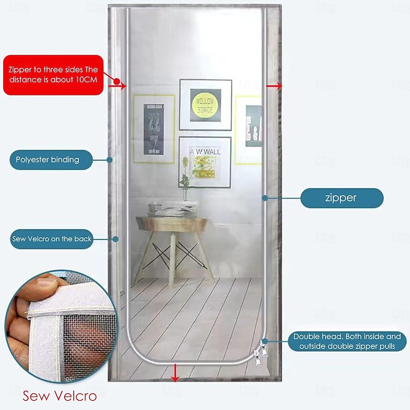 Upgraded Pet Screen Door,Nano-coated Cat Screen Door for Living Room,Anti-mosquito Anti-pet Screen Net with Zipper for Bedroom, Living Room, Kitchen3