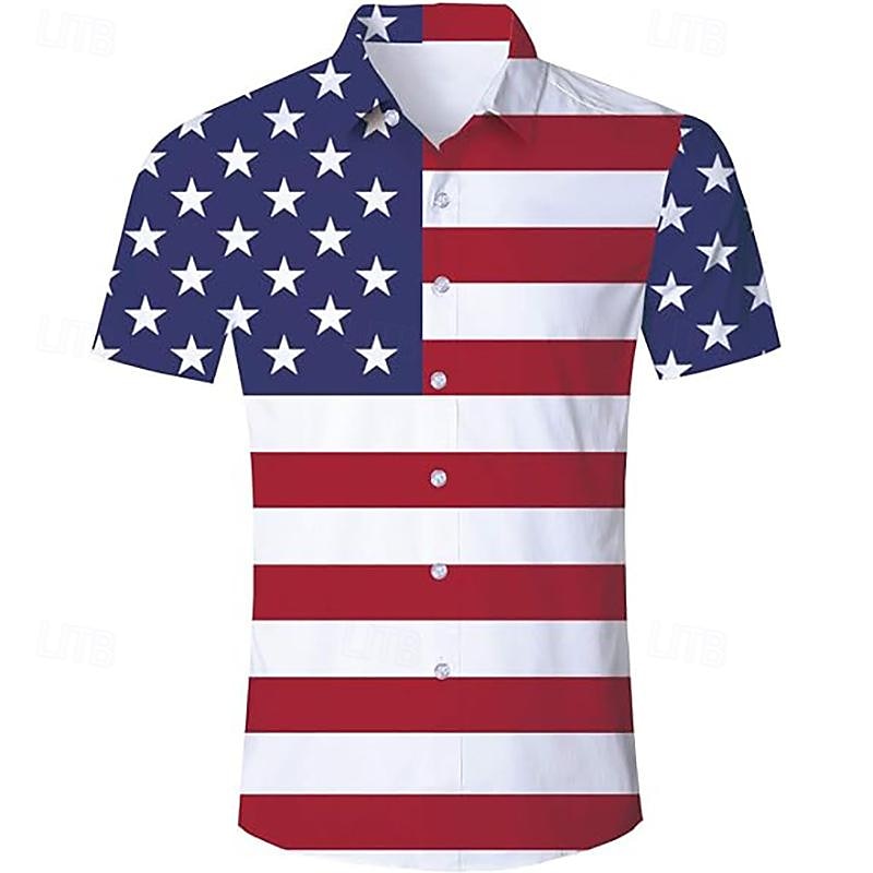 Independence Day July 4 USA Flag Manga Hawaii Shirts Back To School 3D USA Flag Harajuku Graphic Kawaii For Men's Adults' Masquerade 4th of July Back To School 3D Print Festival3