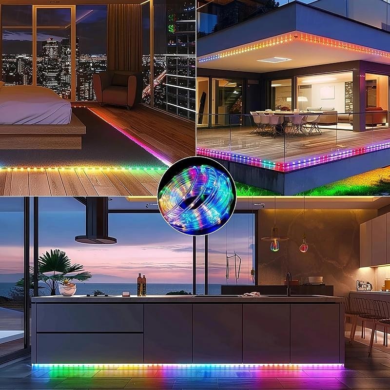 Solar Rope Lights Outdoor Waterproof 164ft 500LED Tube Lights with 2400mAh Type C Charging Timer 8 Modes Dimmable Twinkle Fairy String Light for Garden Yard Home Party Wedding Christmas4