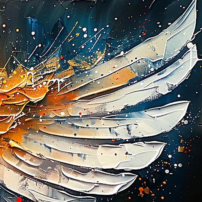 Handmade Oil Painting Canvas Wall Art Decor Original Colorful Wings Painting Abstract Feather Painting Home Decor With Stretched Frame Painting Without Inner Frame Painting4