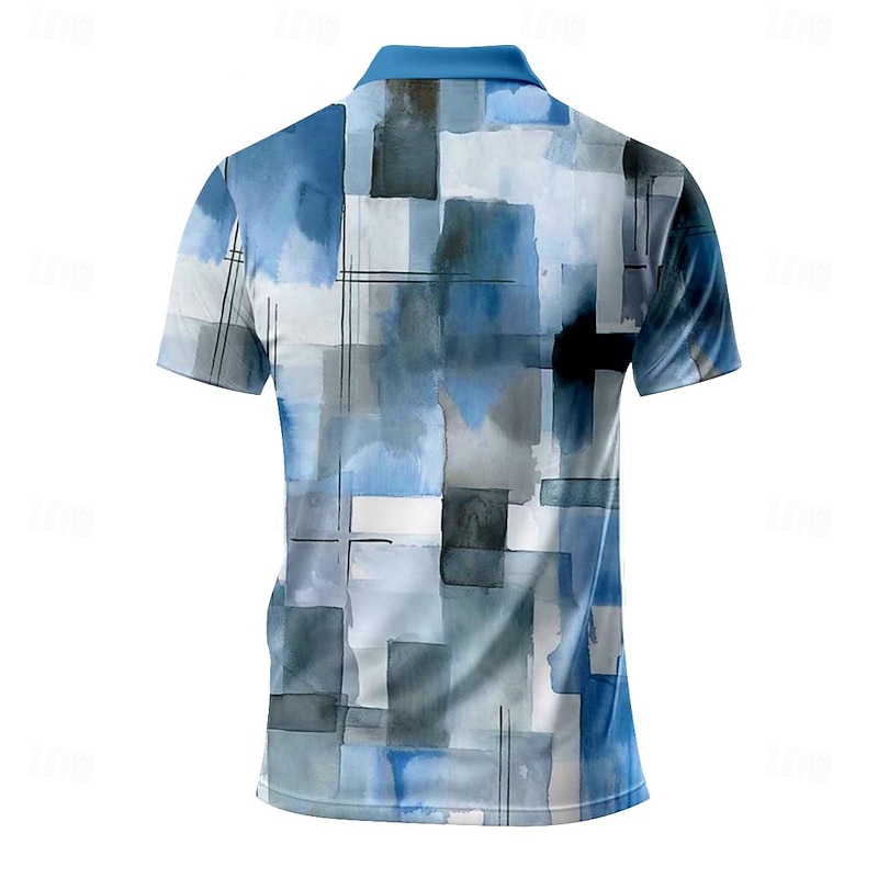 Men's Polo Shirts Golf Shirt Short Sleeve Polo Shirts Collared Shirts Business Casual WorkWear Formal Wear Festival Wear Buttons 3D Print Spring & Summer Yellow Blue3