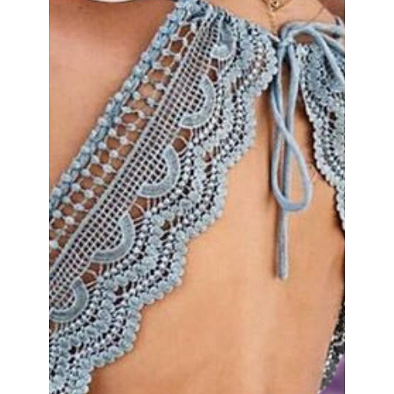 Women's Lace Dress Mini Dress Lace Patchwork Vacation Beach Sexy Casual Spaghetti Strap Sleeveless Black White Dark Blue Color2