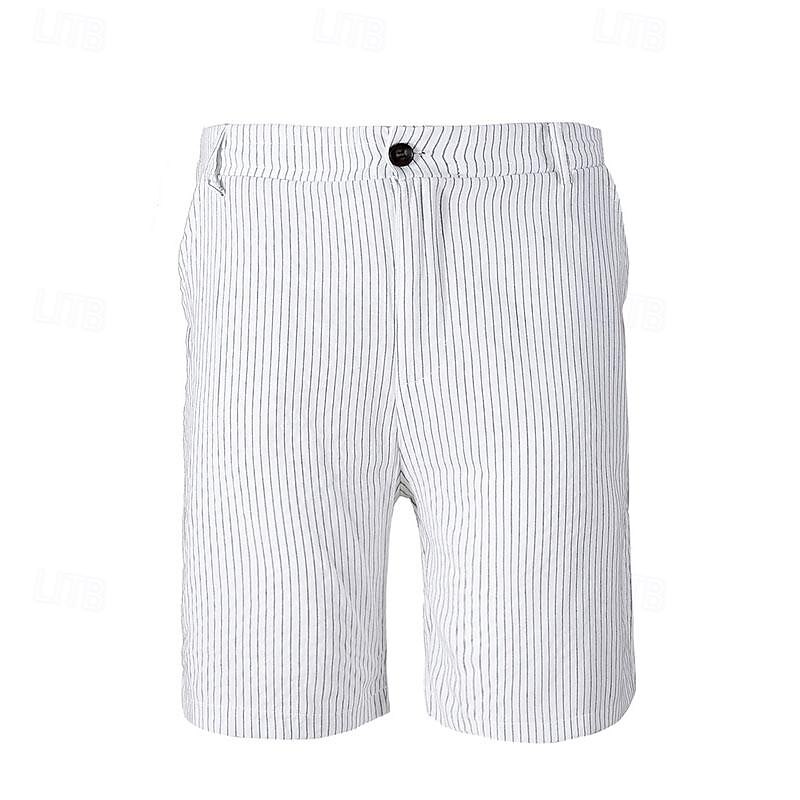 Men's Shorts Work Shorts Casual Shorts Golf Shorts Buttons Pocket Stripe Comfort Knee Length Sports Outdoor Daily Going out Fashion Casual Black White Micro-elastic2