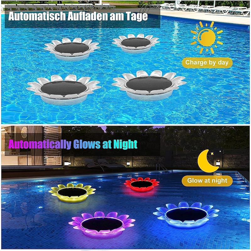 RGB Floating Light Solar LED Pool Light Waterproof Outdoor Garden Light for Swimming Pool Pond Holiday Park Landscape Decoration 1/2 PCS4