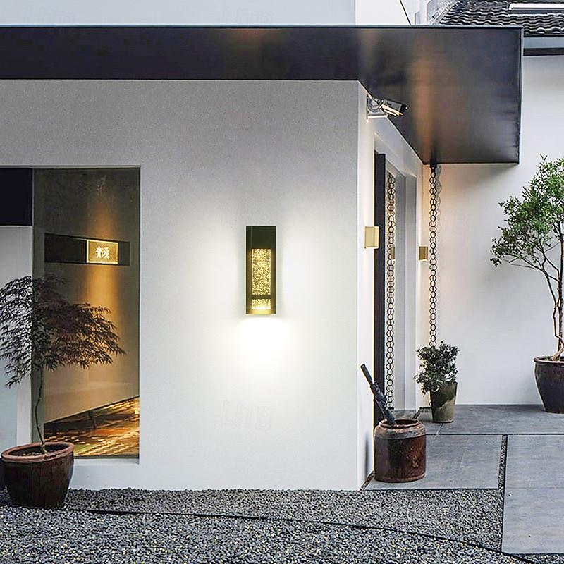 LED Outdoor Wall Light Warm White 20W Villa Exterior Wall Lamp Exterior Wall Sconce Light Fixture with Seeded Glass Shade Socket Waterproof Wall Mount Light for Porch Doorway Garag 110-240V3