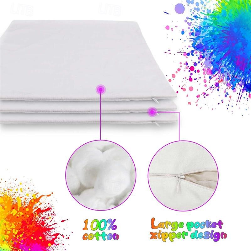 3PCS White Tie Dyed Pillowcases Tie Dyed Blank Pillowcases Customized Pillowcases Cotton White Pillowcases3