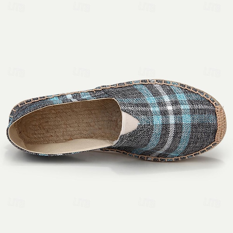 Men's Plaid Canvas Espadrilles - Comfortable Slip-On Summer Shoes4