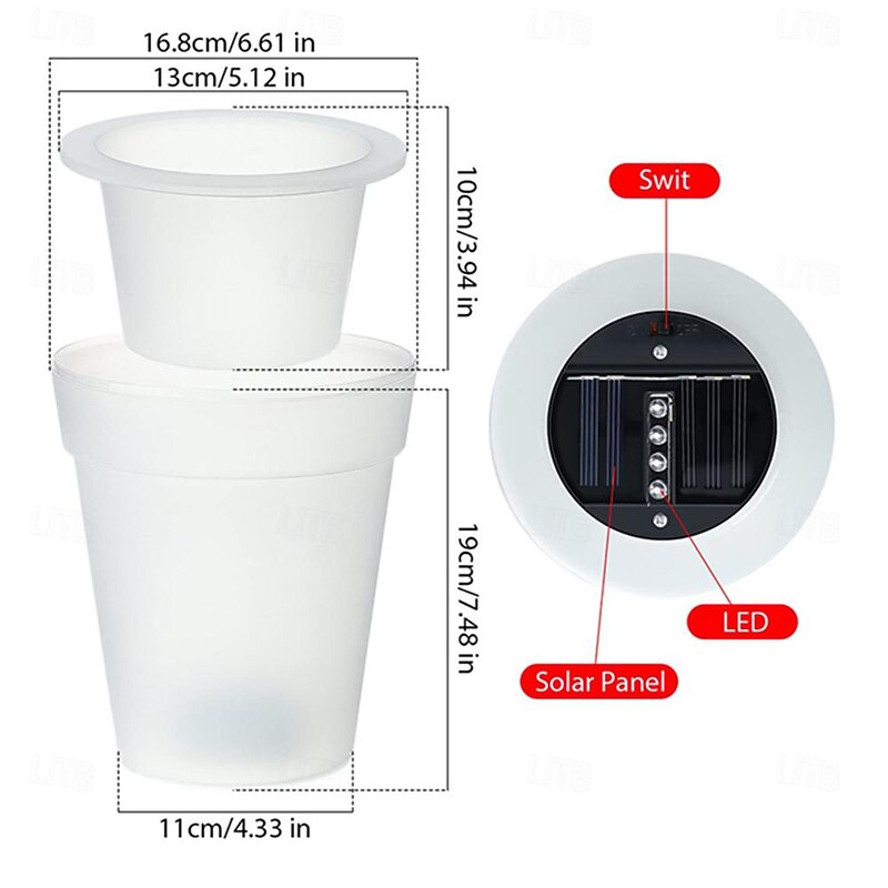 LED Solar Planter Lights Bloom Light Pot, Patio Lights Lawn Lights Christmas Decoration Backyard Decoration Garden Decoration3