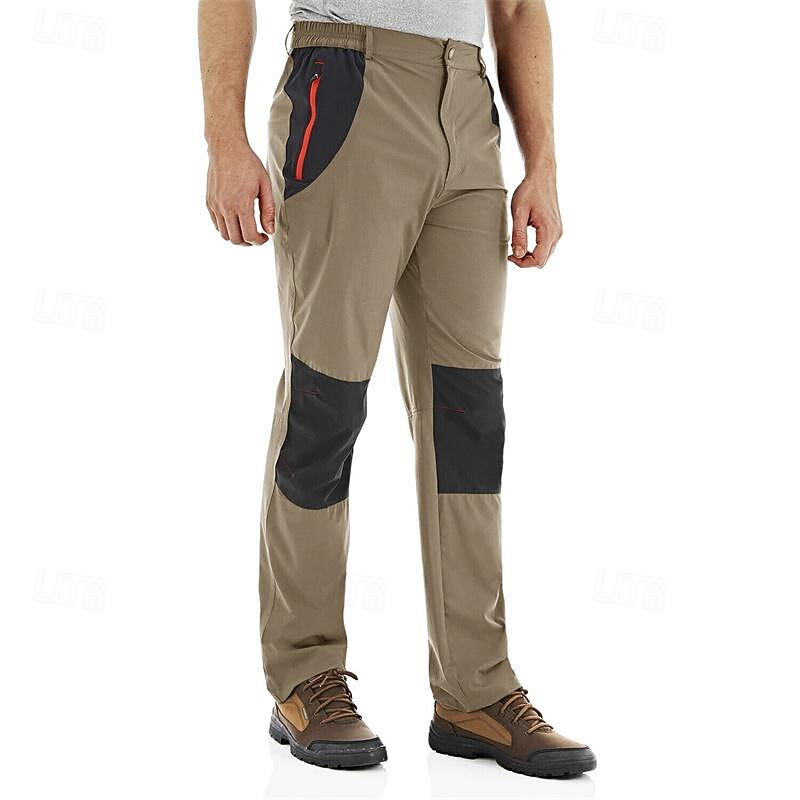 Men's Hunting Pants Hiking Pants Outdoor Pants Zipper Pocket Color Block Waterproof UV Protection Outdoor Daily Streetwear Sports Fashion Dark Blue Beige4
