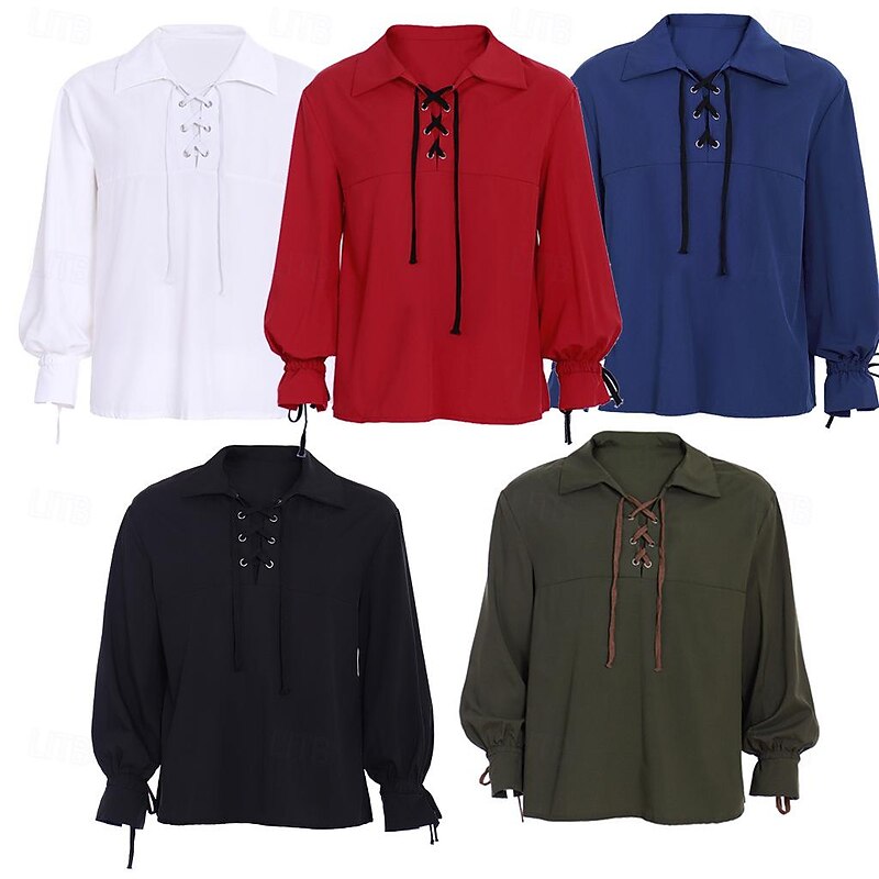 Victorian Medieval Renaissance Blouse / Shirt Pirate Viking Fancy Dress Men's Celtic Pirate Halloween Carnival Masquerade Performance LARP Ren Faire Adults' Shirt