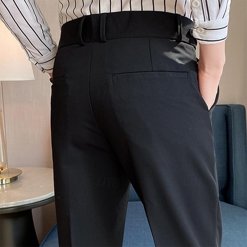 Men's Graduation Dress Pants Trousers Pleated Pants Suit Pants Pocket Straight Leg High Rise Plain Comfort Breathable Business Casual Elegant Vintage Black Khaki High Waist4