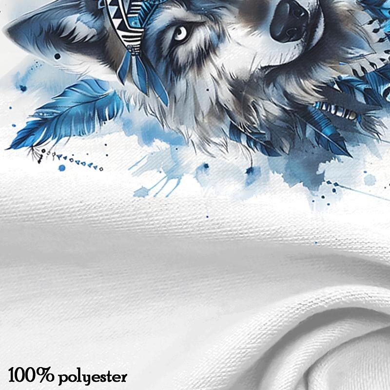 Men's Animal Wolf T Shirt T shirt 3D Print Crew Neck Shirt Fashion Ethnic Athleisure Street Sports Outdoor White Summer Spring Clothing Apparel S M L XL XXL XXXL3