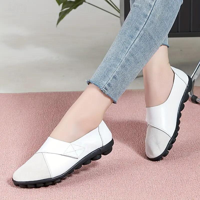 Women's Slip-on Loafers Round Toe Comfy Flat Shoes Casual Faux Leather Flats2