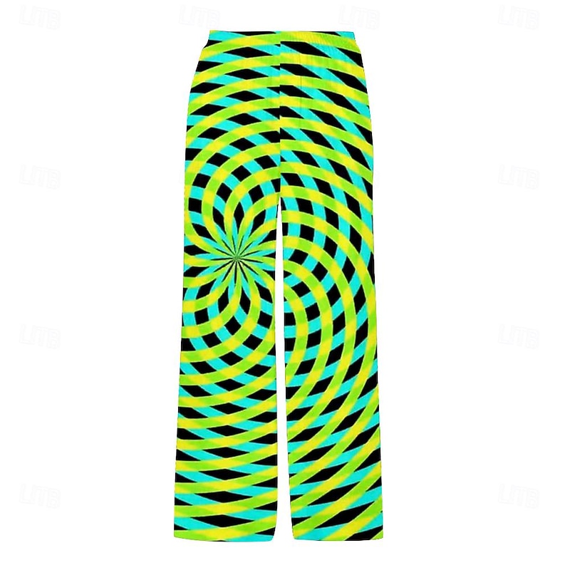 Men's Graphic Casual Pants Mid Waist Hawaiian Holiday Straight Leg Summer Spring 3D Print Yellow Red Green4
