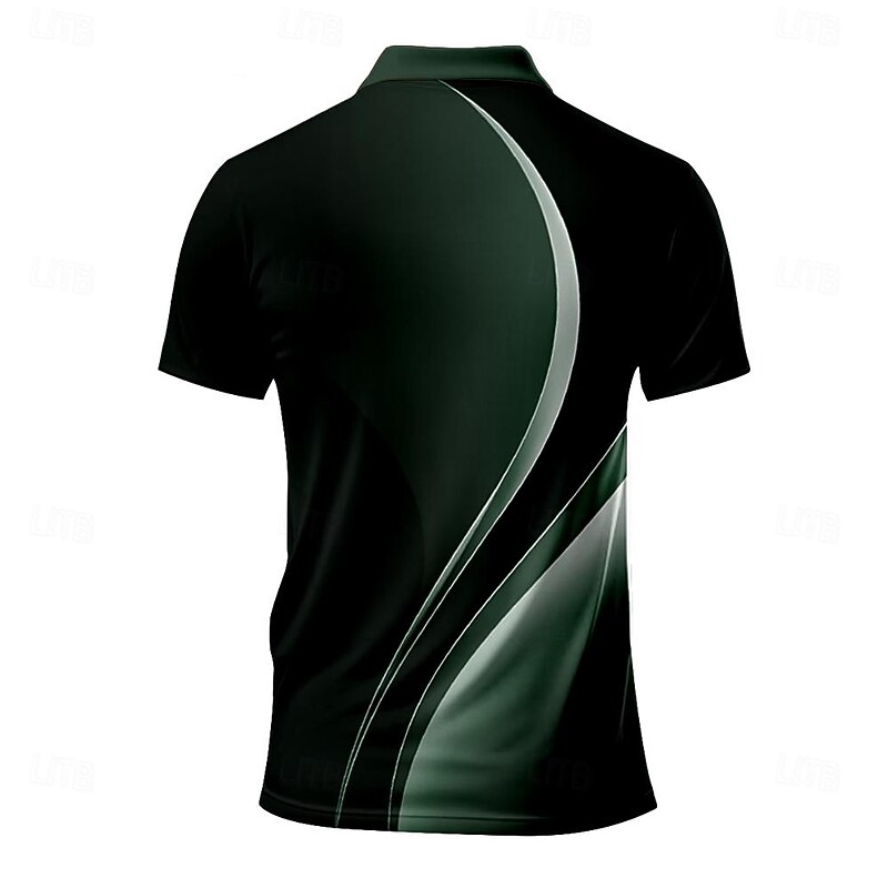 Men's Striped Polo Shirts Golf Shirt Short Sleeve Polo Shirts Collared Shirts Business Casual WorkWear Formal Wear Festival Wear Buttons 3D Print Spring & Summer Green Gray3