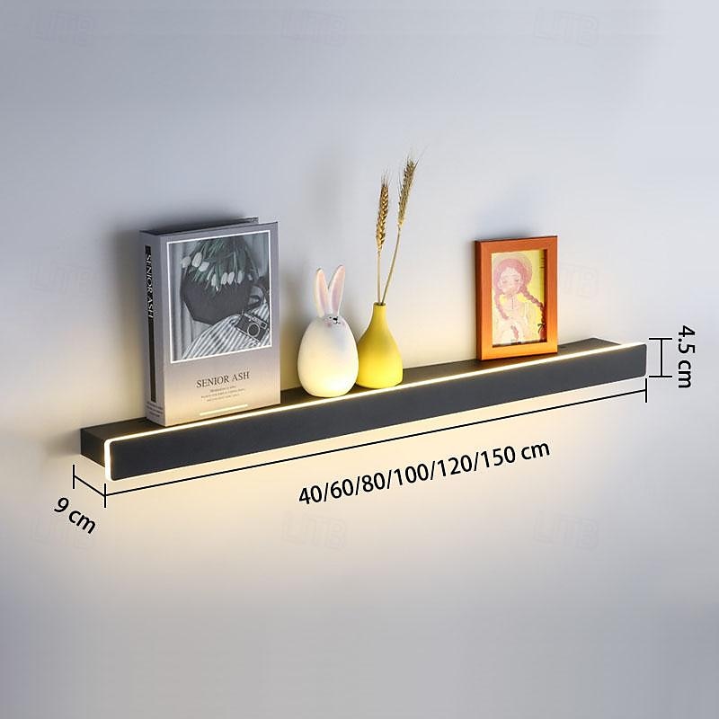 LED Wall Light Warm White Shelf Wall Mount Lighting Fixture Rectangular Indoor Display Shelves Wall Lights Elegant Frosted Acrylic Anti Rust 85-265V4