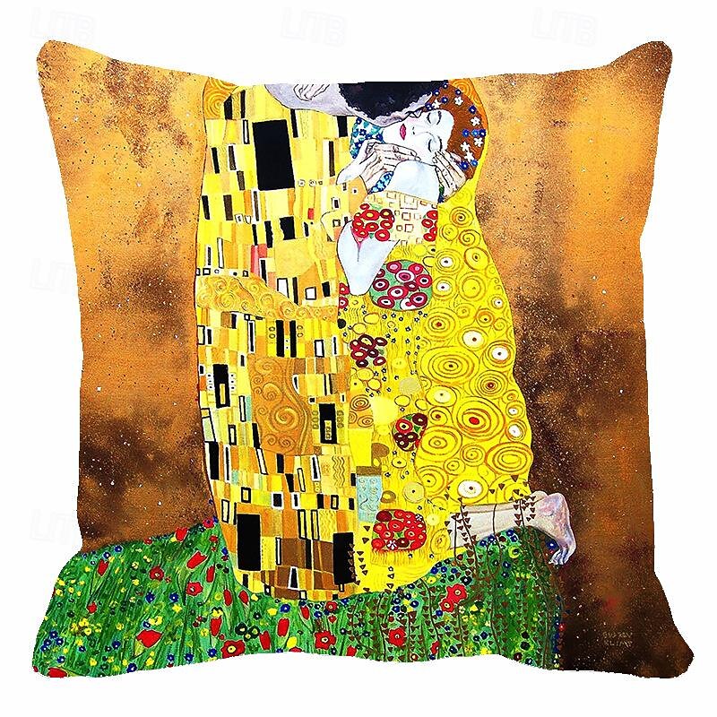 Decorative Toss Pillows Cover 1PC Soft Square Cushion Case Pillowcase for Bedroom Livingroom Sofa Couch Chair Klimt4