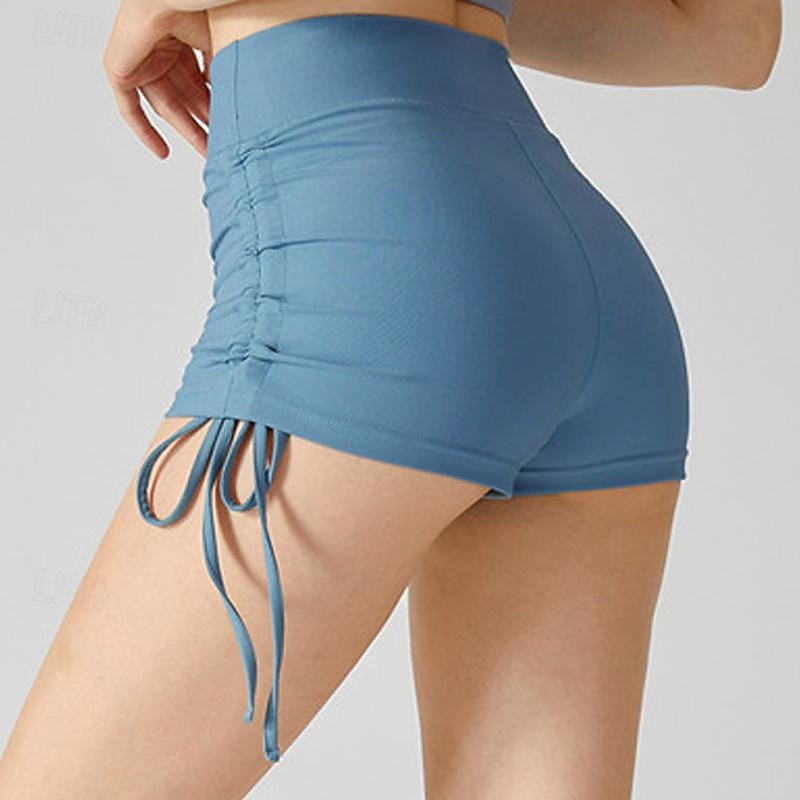 Women's Gym Shorts Yoga Shorts Workout Shorts Drawstring High Waist Pilates Gym Workout Workout Shorts Solid Color Black Blue Brown Sports Activewear Stretchy Slim4