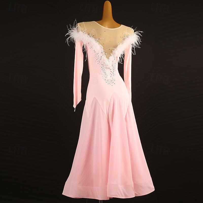 Ballroom Dance Dress Crystals / Rhinestones Women's Performance Daily Wear Long Sleeve Spandex2