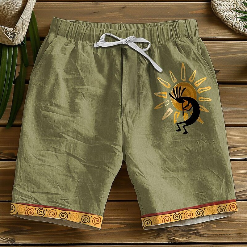 Men's Sun Geometric Pattern Shorts Summer Shorts Casual Shorts Mid Waist Vintage Fashion Designer Casual Daily Holiday Drawstring Pocket Elastic Waist Designer Clothing Apparel