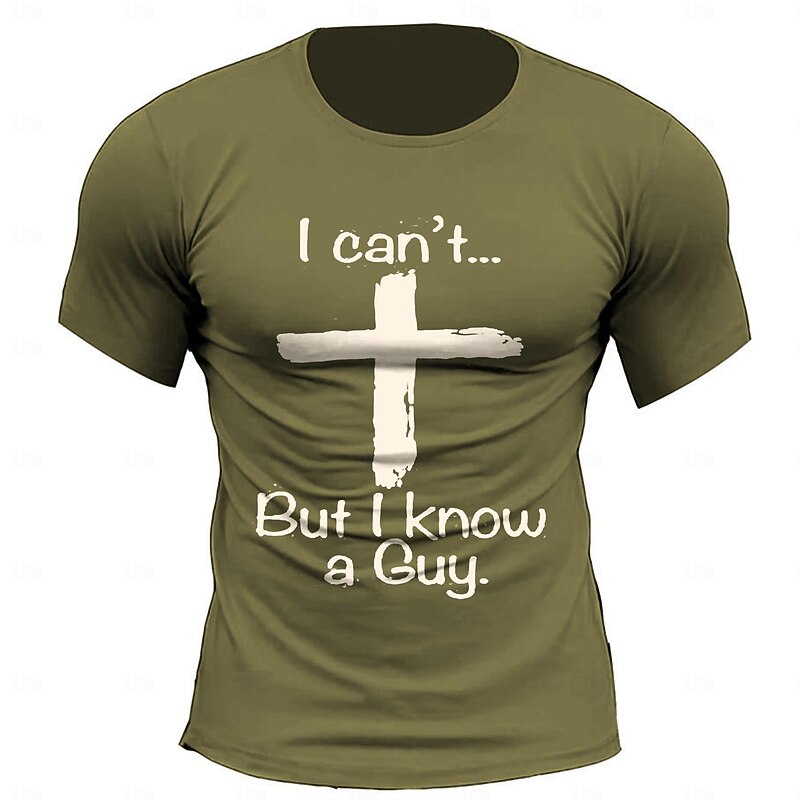 Men's Letter Cross T Shirt Tee Top 100% Cotton Short Sleeve Graphic Shirt Heather Gray Black Army Green Comfortable Tee Street Fashion Designer Clothing