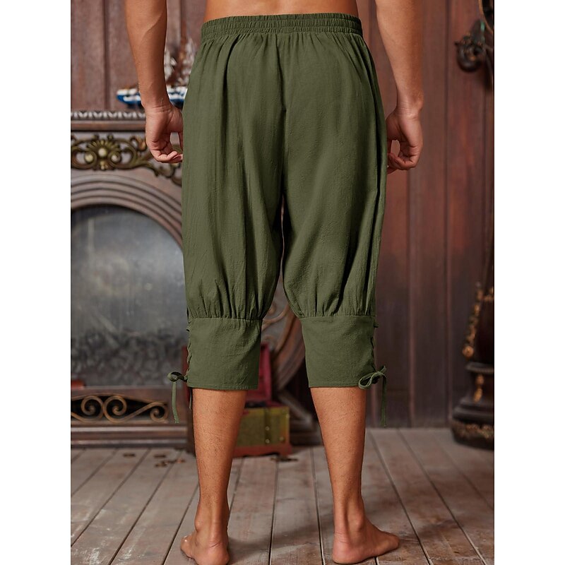 Medieval Renaissance 17th Century Pants Trousers Pirate Pants Pirate Viking Crusader Drawstring Solid Colored Fancy Dress Men's Pirate Fantasy Halloween Masquerade Halloween LARP Ren Faire Adults'2