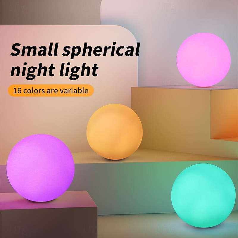 Swimming Pool LED Light, LED Small Night Light 16 Color Adjustable Round Ball Night Light, Outdoor Waterproof LED Luminous Circular Ball Lamp Courtyard Outdoor Gathering Festival Atmosphere Lamp 1pc