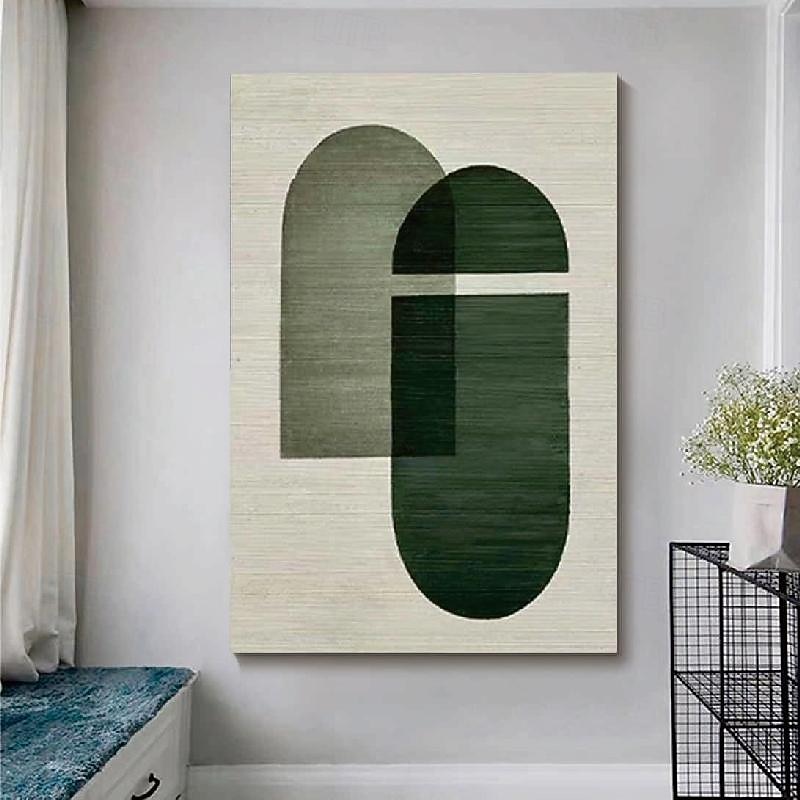 Handmade White Abstract Painting on Canvas hand painted 3D Textured Wall Art Green Modern Canvas Art painting for Living Room Decor  Home Decor Hotel Art Piece3