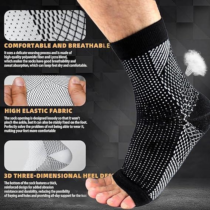 3 Pairs Neuropathy Socks,Toeless Compression Socks for Women and Men Soothe Socks for Neuropathy Pain Ankle Brace Plantar Fasciitis Relief3
