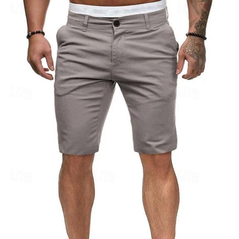 Men's Summer Shorts Work Shorts Casual Shorts Buttons Pocket Plain Comfort Knee Length Formal Party Work Fashion Classic Style Black White Micro-elastic4