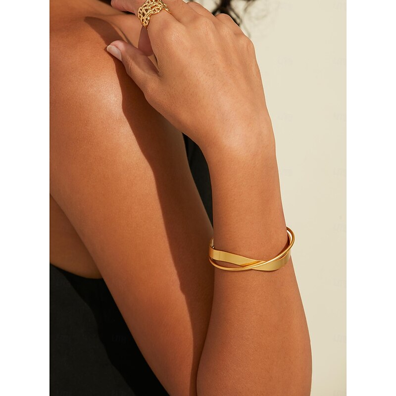 Doppel-layer  Cross Wire Bangle Open Bracelet2